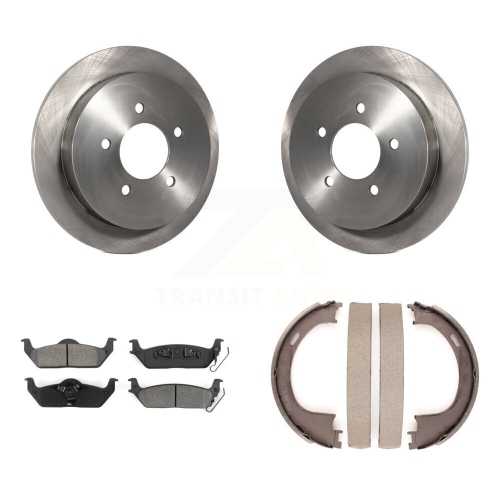 TRANSIT AUTO  Rear Disc Rotors Semi-Metallic Pads And Parking Brake Shoes Kit for Ford F-150 K8S-104472