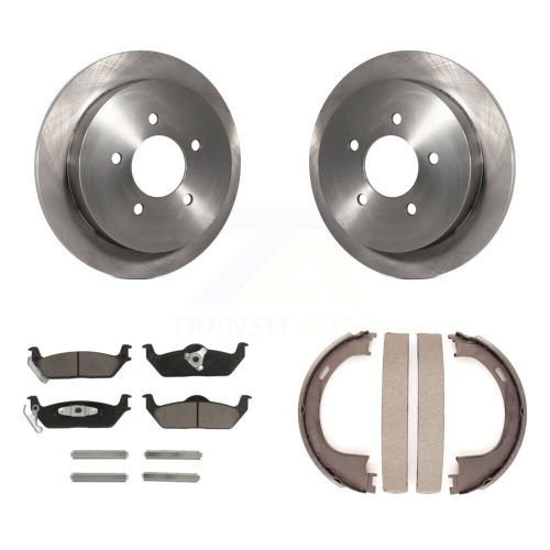 CMX  Rear Disc Rotors Ceramic Pads And Parking Brake Shoes Kit for Ford F-150 K8C-104134