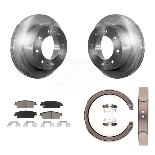 CMX  Rear Disc Rotors Ceramic Pads Parking Shoes Kit for 2011 Chevrolet Silverado 1500 Hybrid K8C-104195