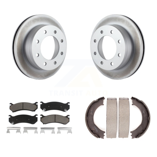 TRANSIT AUTO  Rear Disc Coated Rotors Ceramic Pads Parking Shoes Kit for Chevrolet Silverado 2500 HD H2 Kgc-103064