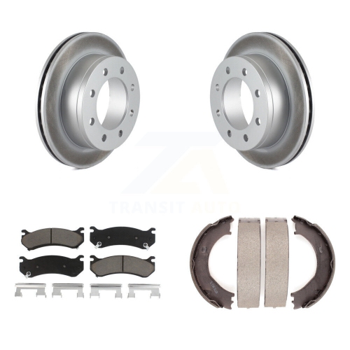 TRANSIT AUTO  Rear Disc Coated Rotors Ceramic Pads & Parking Shoes Kit for Chevrolet Gmc Silverado 2500 Kgc-103063