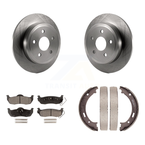 Rear Disc Rotors Semi-Metallic Pads & Parking Shoes Kit For Jeep Grand Cherokee Commander K8F-104536