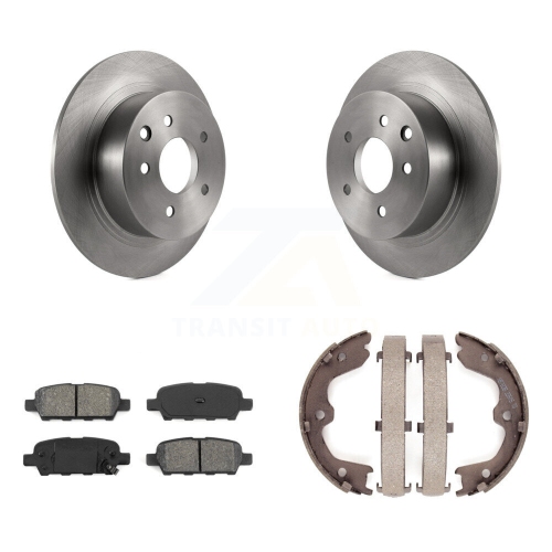 Image 1 of 10.. Rear Disc Rotors Semi-Metallic Pads And Parking Brake Shoes Kit For Nissan Altima Maxima K8S-104546