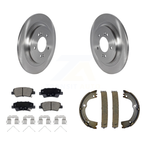 Image 1 of 10.. Rear Disc Rotors Ceramic Pads And Parking Brake Shoes Kit For Kia Sportage Hyundai Tucson K8C-104131