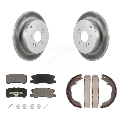 Image 1 de 10.. Ensemble de plaquettes en céramique à disques arrière et de patins de frein de stationnement pour Mitsubishi Endeavor KGC-103137