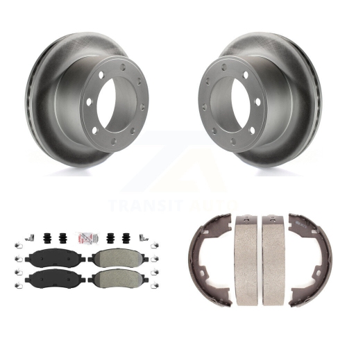 TRANSIT AUTO  Rear Disc Coated Rotors Semi-Metallic Pads & Parking Shoes Kit for Ford F-350 Super Duty Kga-106368
