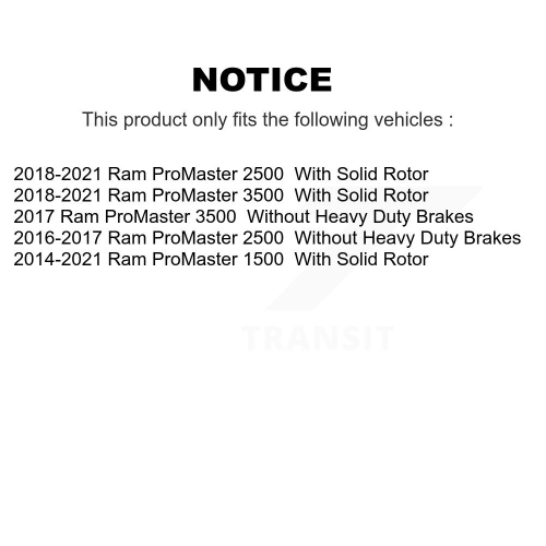 Disques arrière enduits de disques Semi-métalliques Patins de stationnement et quincaillerie pour Ram Promaster KGA-106953