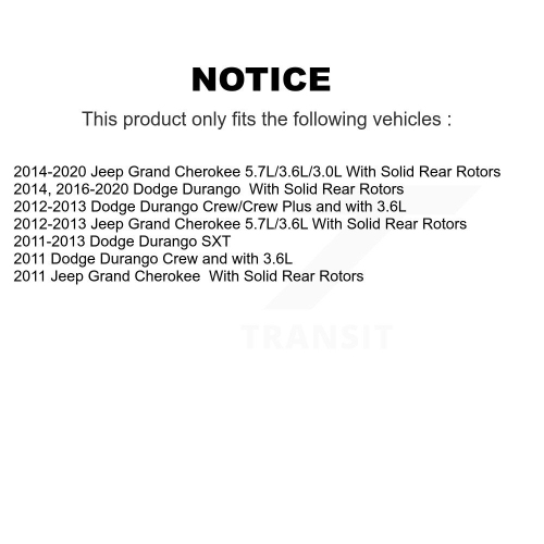 Rear Disc Rotors Ceramic Pads And Parking Shoes Kit For Dodge Durango Jeep Grand Cherokee K8C-103901