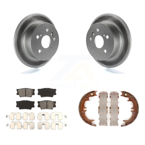 Image 1 of 10.. Rear Disc Coated Rotors Semi-Metallic Pads Parking Shoes Kit For Toyota Camry Lexus ES350 KGS-103098