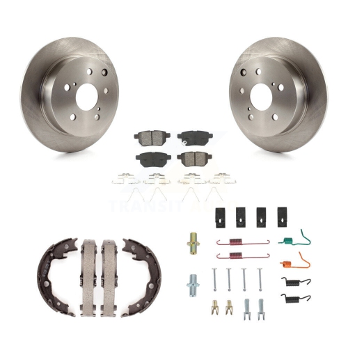 Image 1 de 10.. Disques arrière plaquettes semi-métalliques Kit de quincaillerie patins de stationnement pour Toyota Matrix XRS K8S-104725 2010