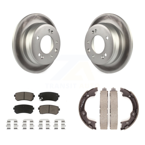 Image 1 of 10.. Rear Disc Coated Rotors Ceramic Pads & Parking Brake Shoes Kit For Hyundai Tucson Elantra KGC-102932