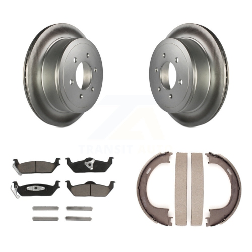 Image 1 de 10.. Ensemble de plaquettes et patins de stationnement en céramique à disques arrière pour Ford F-150 Lincoln Mark LT KGC-103110