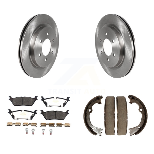 Image 1 of 10.. Rear Disc Rotors Semi-Metallic Pads And Parking Brake Shoes Kit For Ford F-150 K8F-104404