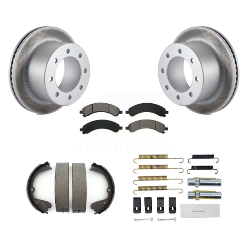 Image 1 of 10.. Rear Disc Coated Rotors Semi-Metallic Pads Parking Shoes Hardware Kit For Chevrolet 3500 KGS-103536