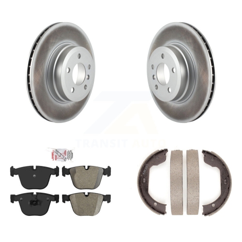 Image 1 of 10.. Rear Disc Coated Rotors Semi-Metallic Pads And Parking Brake Shoes Kit For BMW X5 X6 KGA-106714