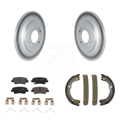 Image 1 of 10.. Rear Disc Coated Rotors Ceramic Pads & Parking Shoes Kit For Kia Sportage Hyundai Tucson KGT-103655