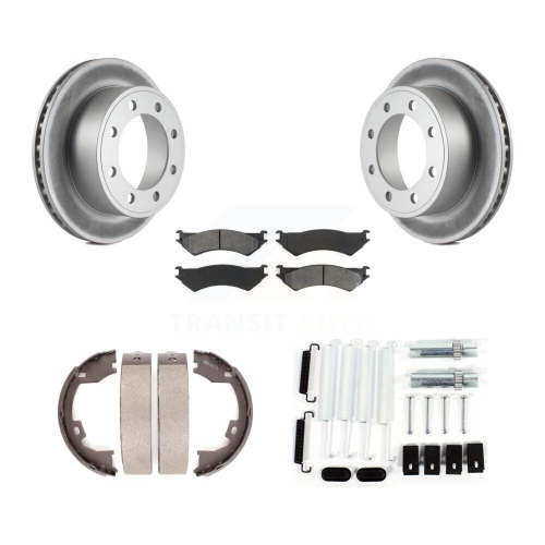 Image 1 de 10.. Disques arrière enduits de disques Semi-métalliques Patins de stationnement et quincaillerie pour Ford E-150 KGS-103381