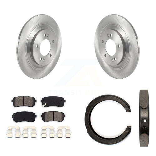 Image 1 of 10.. Rear Disc Rotors Semi-Metallic Pads Parking Shoes Kit For Kia Cadenza Limited/Technology K8S-104610