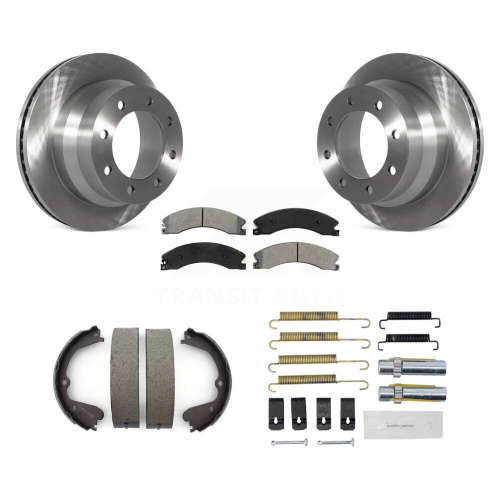 Image 1 of 10.. Rear Disc Rotors Semi-Metallic Pads Parking Shoes Hardware Kit For Chevrolet Express 3500 K8S-104895