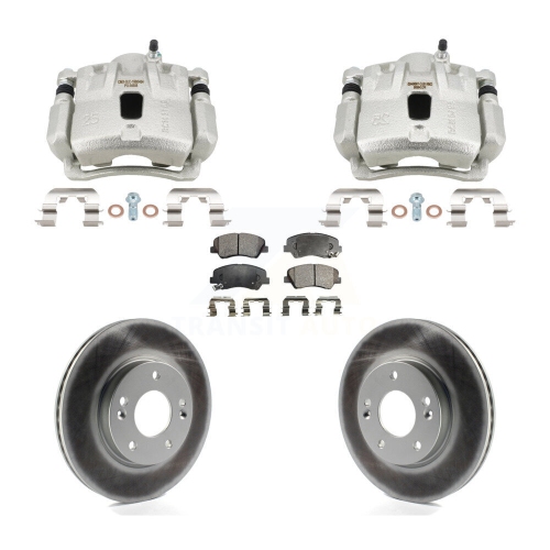 Image 1 de 10.. Disques d'étrier de frein à disque avant et plaquettes semi-métalliques pour le coupé Hyundai Elantra KCG-101191P