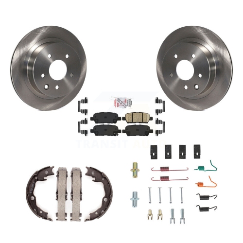 Image 1 de 10.. Disques arrière Plaquettes en céramique Sabots de frein de stationnement et kit de quincaillerie pour Nissan LEAF Juke 8&nbsp;A-109140