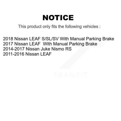 Rear Disc Rotors Ceramic Pads Parking Brake Shoes And Hardware Kit For Nissan LEAF Juke K8A-109140