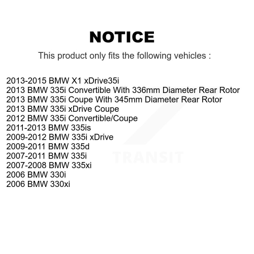 Rear Disc Coated Rotors Ceramic Pads Parking Shoes Kit For BMW X1 335i xDrive 335xi 330i KGT-103672