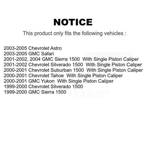 Kit de pièces de patins de stationnement pour disques arrière en céramique pour GMC Chevrolet Sierra 1500 XL K8C-104380