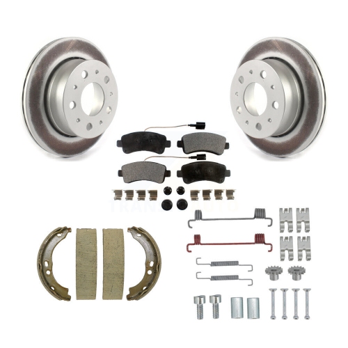Image 1 of 10.. Rear Disc Coated Rotors Ceramic Pads Parking Shoes & Hardware Kit For Ram ProMaster 2500 KGT-104045