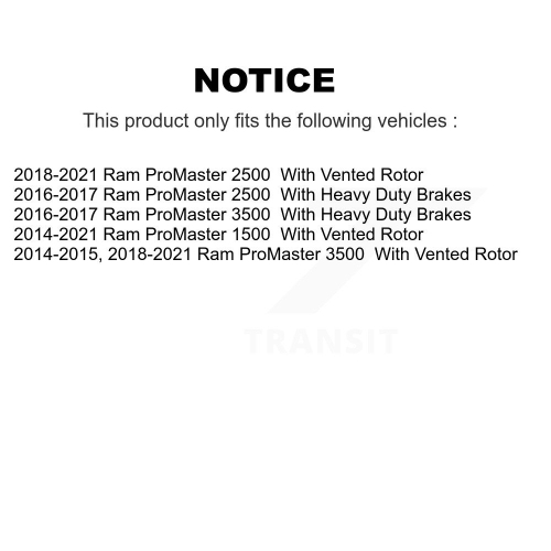 Rear Disc Coated Rotors Ceramic Pads Parking Shoes & Hardware Kit For Ram ProMaster 2500 KGT-104045