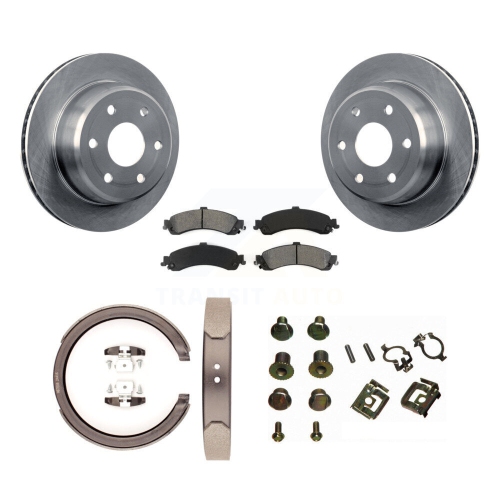 Image 1 de 10.. Disques arrière, plaquettes semi-métalliques, patins de stationnement et quincaillerie pour Chevrolet Silverado K8S-104767