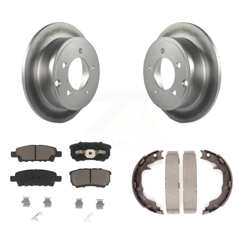 Image 1 de 10.. Disques arrière enduits de disques et patins de stationnement en céramique pour Jeep Patriot Dodge Chrysler KGC-103104