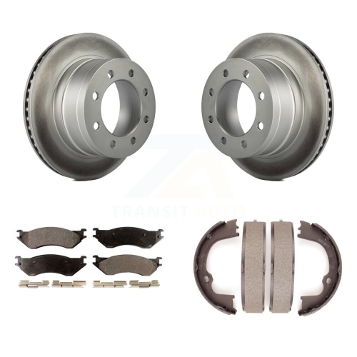 TRANSIT AUTO  Rear Disc Coated Rotors Ceramic Pads And Parking Brake Shoes Kit for Dodge Ram 1500 Kgt-103920