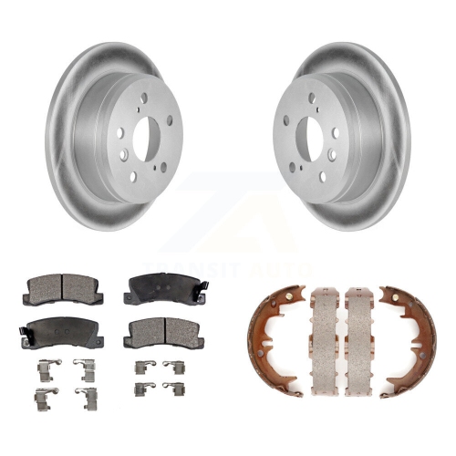 Image 1 of 10.. Rear Disc Coated Rotors Ceramic Pads And Parking Shoes Kit For Toyota Camry Solara Lexus KGT-103962