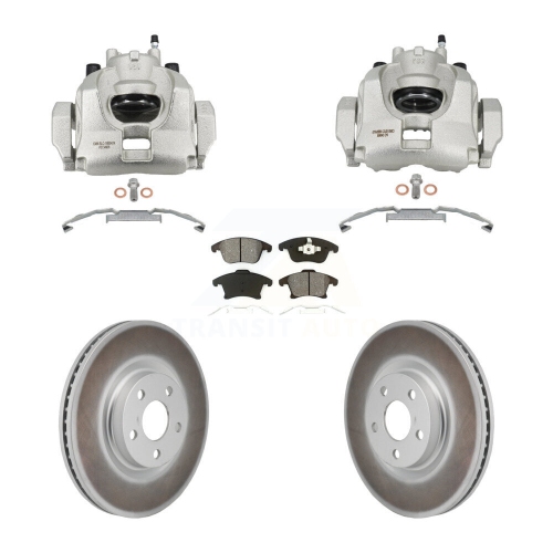 Image 1 of 10.. Front Disc Brake Caliper Coated Rotors And Semi-Metallic Pads Kit For Lincoln MKZ KCG-101136S