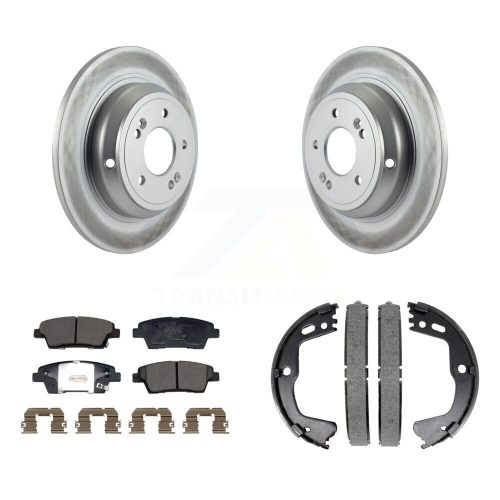 Image 1 of 10.. Rear Disc Coated Rotors Ceramic Pads & Parking Shoes Kit For 18-20 Genesis G80 3.8L 5.0L KGT-103639