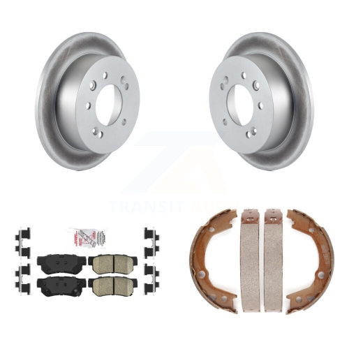 Image 1 of 10.. Rear Disc Coated Rotors Ceramic Pads And Parking Brake Shoes Kit For Hyundai Elantra KGA-106524