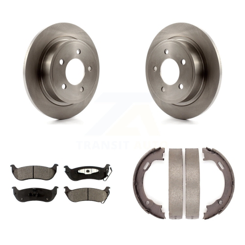 Image 1 of 10.. Rear Disc Rotors Semi-Metallic Pads And Parking Shoes Kit For 2004-2008 Chrysler Pacifica K8F-104674