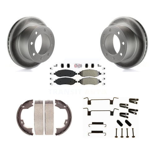 Image 1 de 10.. Disques arrière enduits de disques Semi-métalliques Patins de stationnement Kit de quincaillerie pour Ford F-350 Duty KGA-107319
