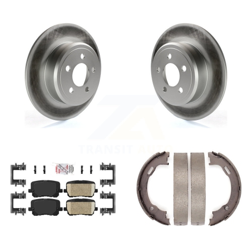 Image 1 de 10.. Ensemble de plaquettes en céramique à disques arrière et de patins de frein de stationnement pour Dodge Charger KGA-106609