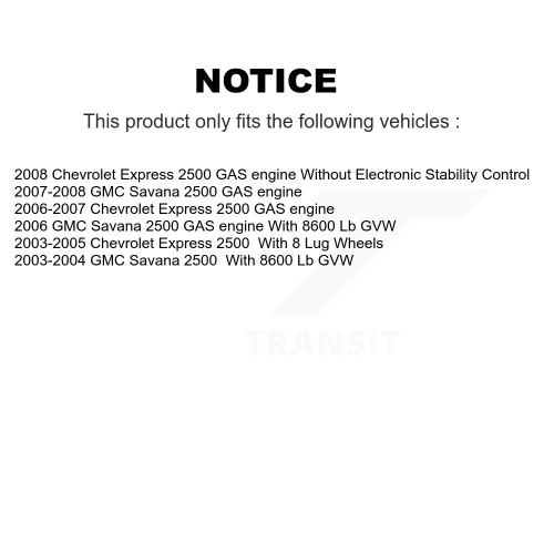 Ensemble de disques arrière à revêtement semi-métallique avec patins et patins de stationnement pour Express 2500 KGA-106739 de Chevrolet