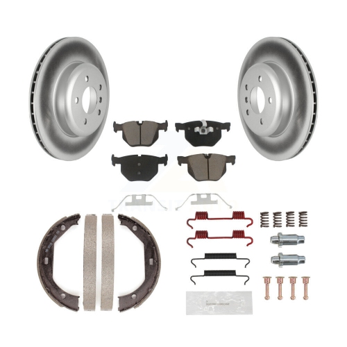 Image 1 of 10.. Rear Disc Coated Rotors Ceramic Pads Parking Brake Shoes And Hardware Kit For BMW 335i KGC-103306