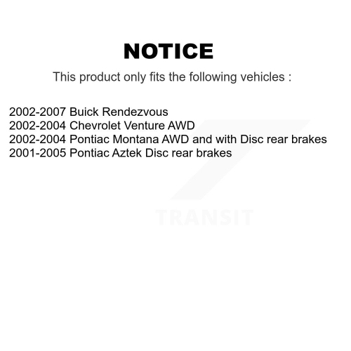 Rear Disc Rotors Semi-Metallic Pads Parking Shoes Kit For Buick Rendezvous Pontiac Aztek K8S-104400