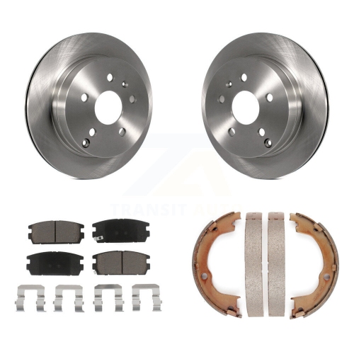 Image 1 of 10.. Rear Disc Rotors Ceramic Pads & Parking Brake Shoes Kit For Chevrolet Equinox GMC Terrain K8C-104103
