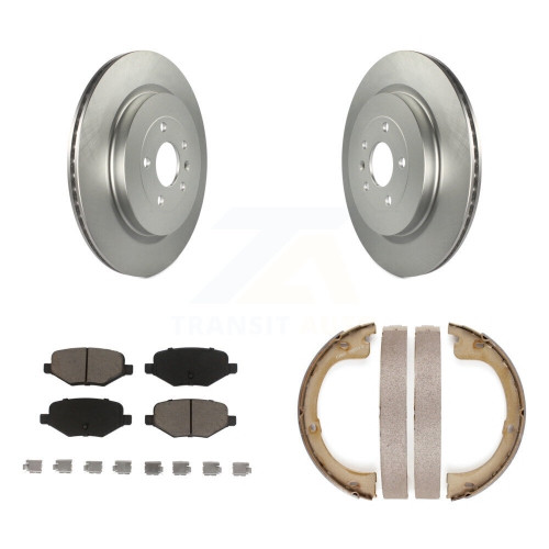 Image 1 of 10.. Rear Disc Coated Rotors Ceramic Pads And Parking Brake Shoes Kit For Lincoln MKT KGC-102961