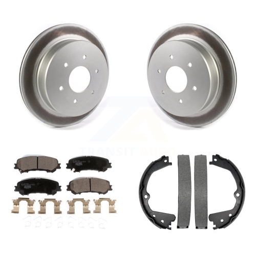 Image 1 of 10.. Rear Disc Coated Rotors Ceramic Pads & Parking Brake Shoes Kit For 2017-2023 Nissan TITAN KGT-103703