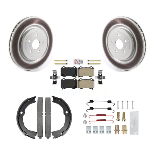 Image 1 of 10.. Rear Disc Coated Rotors Semi-Metallic Pads Parking Shoes & Hardware Kit For Chevrolet CTS KGA-106976
