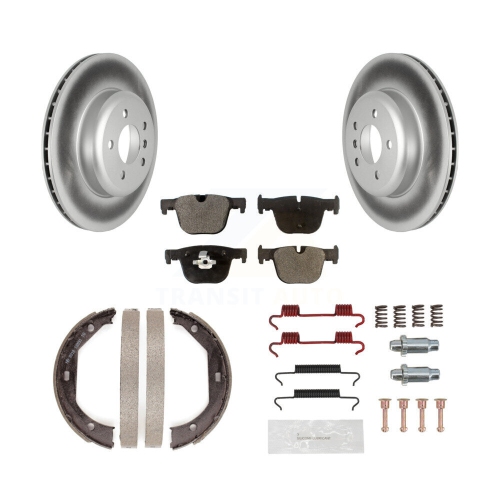 Image 1 of 10.. Rear Disc Coated Rotors Ceramic Pads Parking Shoes & Hardware Kit For BMW 340i GT xDrive KGT-104036
