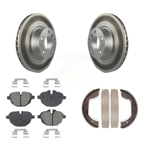 Rear Disc Coated Rotors Semi-Metallic Pads & Parking Shoes Kit For 2011 BMW X3 xDrive28i KGS-103233