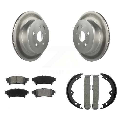 Rear Disc Coated Rotors Semi-Metallic Pads Parking Brake Shoes Kit For Lexus IS350 IS250 KGS-103043